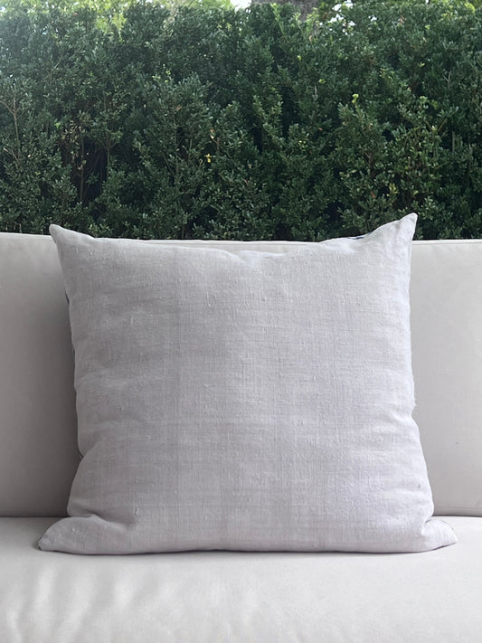 Vintage Blue & White Gingham Linen Pillow