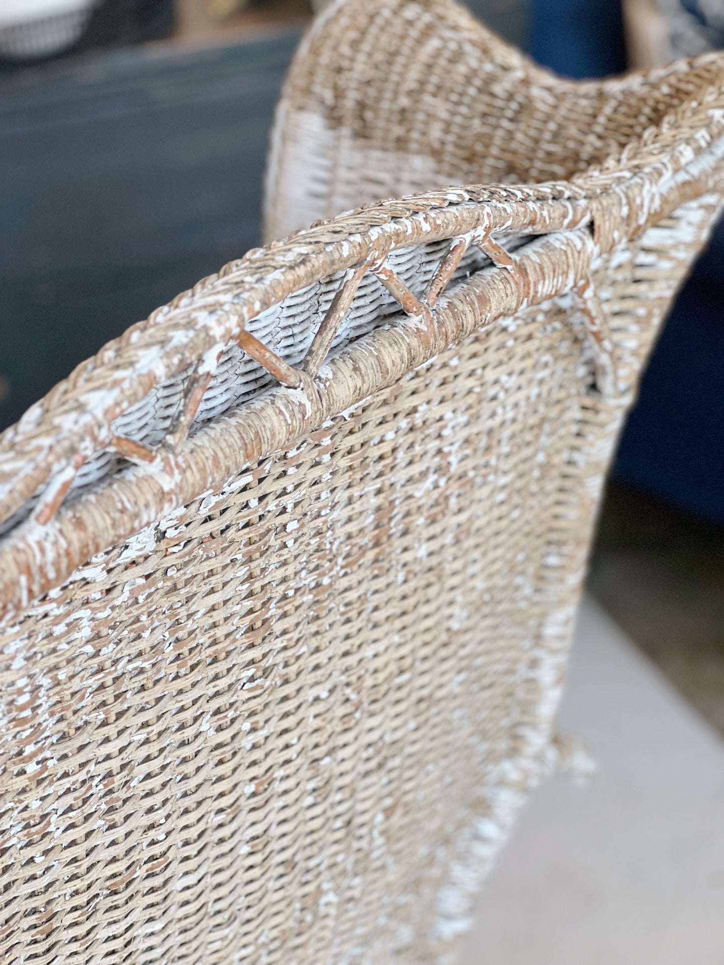 Vintage Painted Wicker Wing Chair