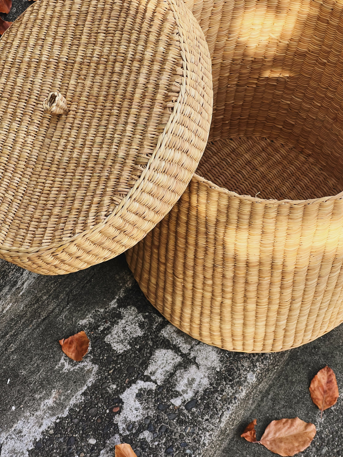Peruvian Round Handwoven Lidded Basket