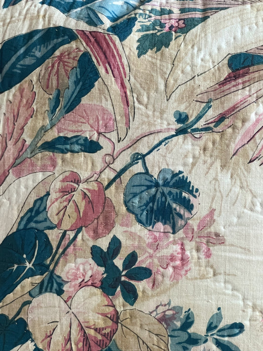 Vintage French Quilted Botanical Pillow