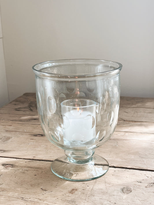 Hand-Blown Glass Honeycomb Hurricane