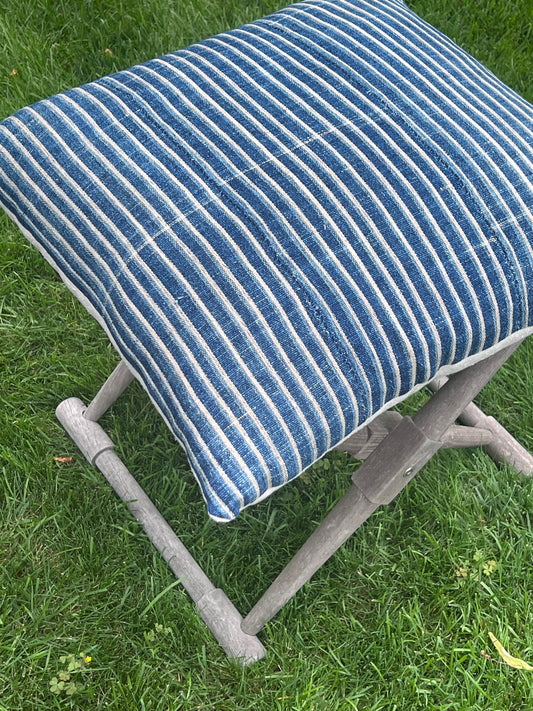 Vintage Tribal Indigo Stripe Pillow
