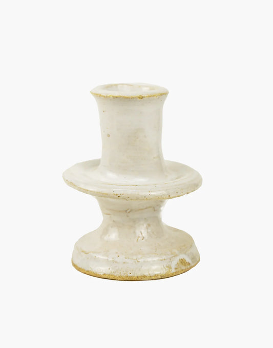 White Tamegroute Pottery Candlestick Holder