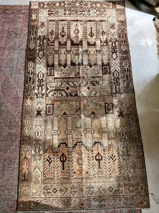 Vintage Small Khotan Rug in Taupe