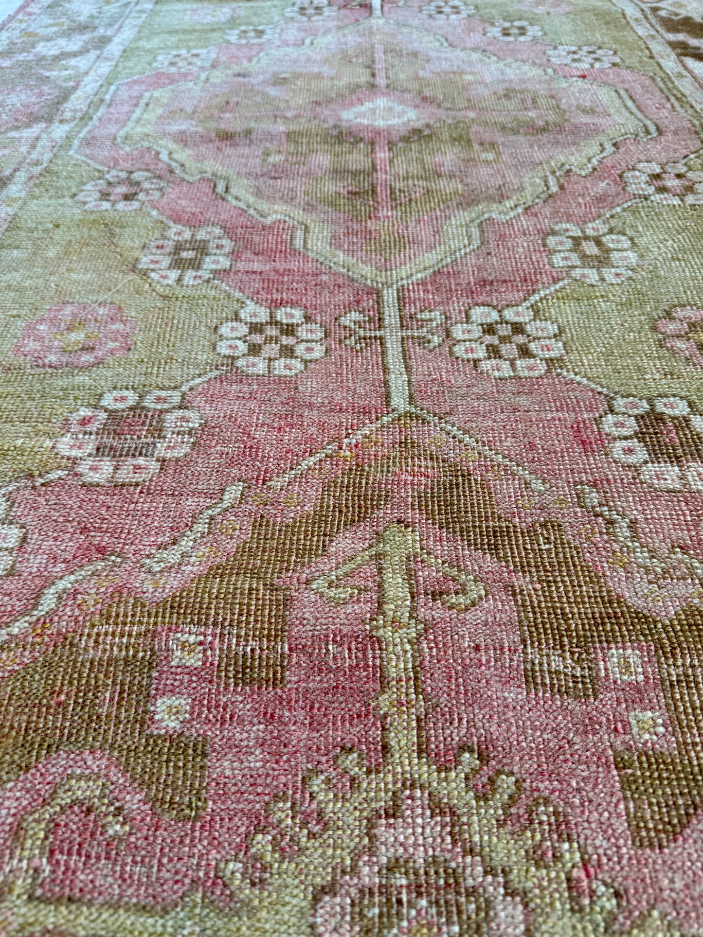 Vintage Turkish Oushak Runner in Blush
