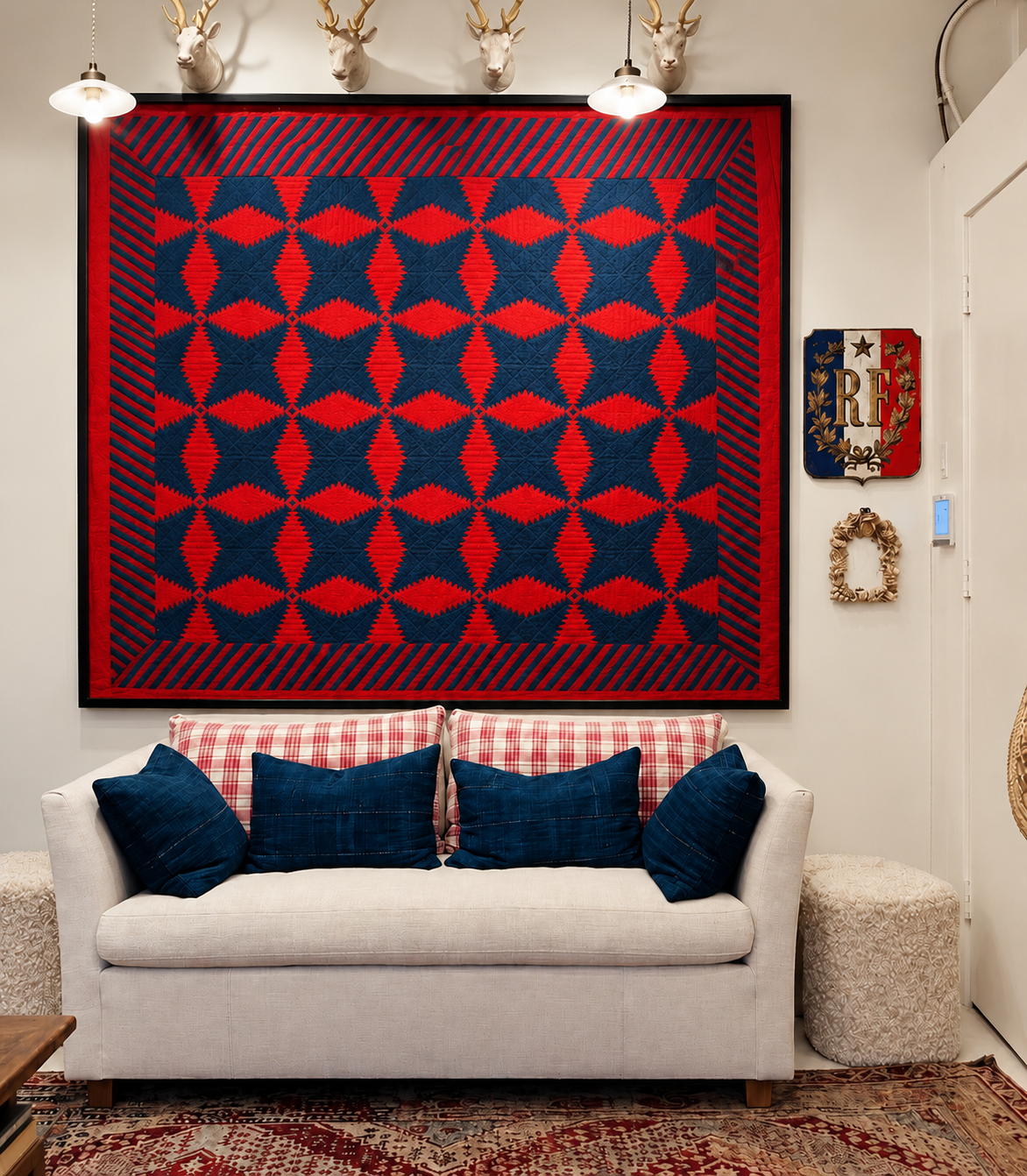 Antique Custom Framed Pineapple Quilt