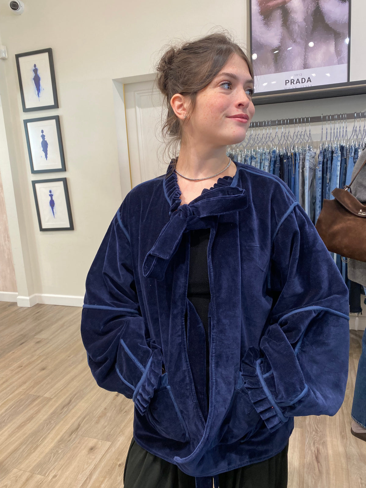 Reversible Smoking Jacket – Navy Velvet & Red Tartan