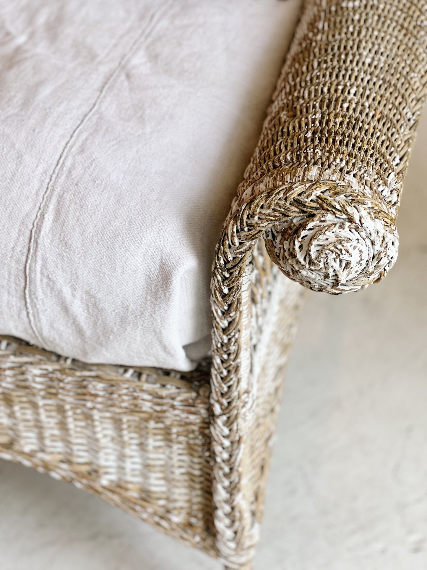 Vintage Painted Wicker Wing Chair