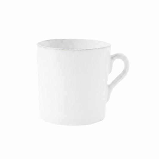 White ceramic mug on a white background