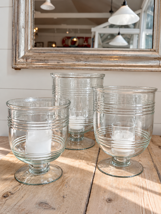 Hand-Blown Glass Classic Stripe Hurricane