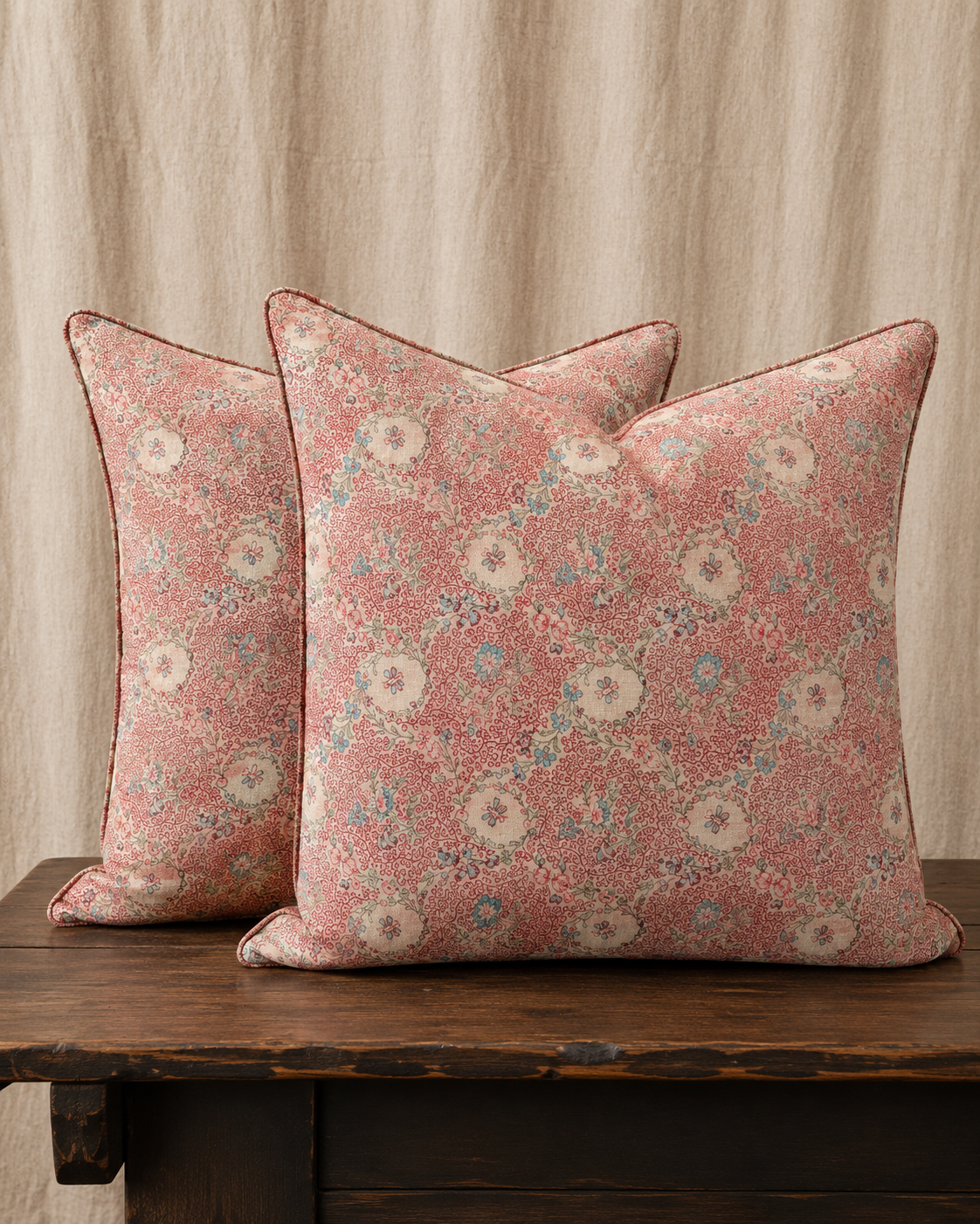 Vintage French Floral Medallion Pillow