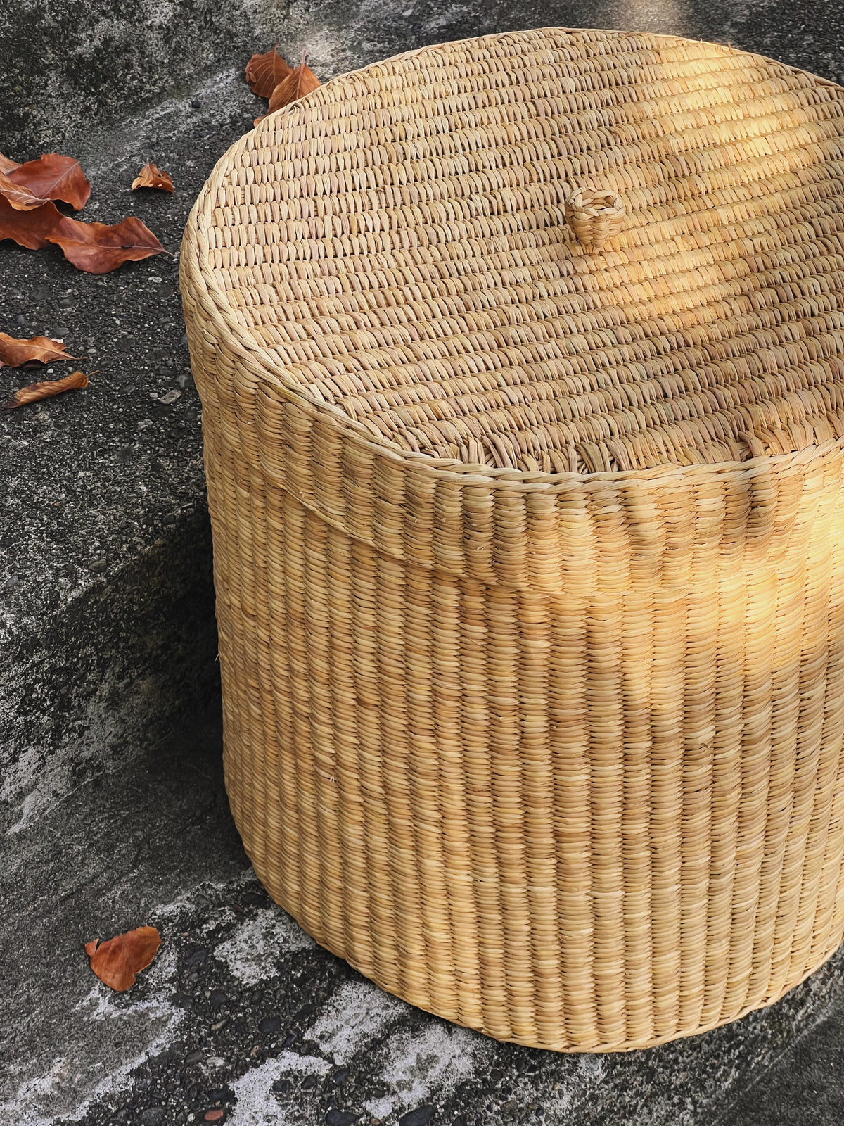 Peruvian Round Handwoven Lidded Basket