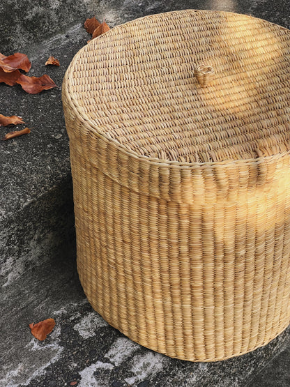 Peruvian Round Handwoven Lidded Basket
