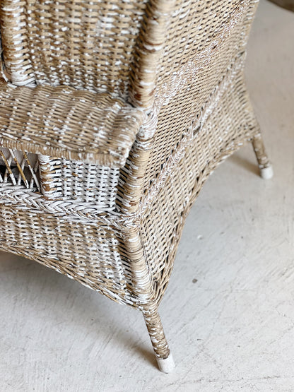 Vintage Painted Wicker Wing Chair