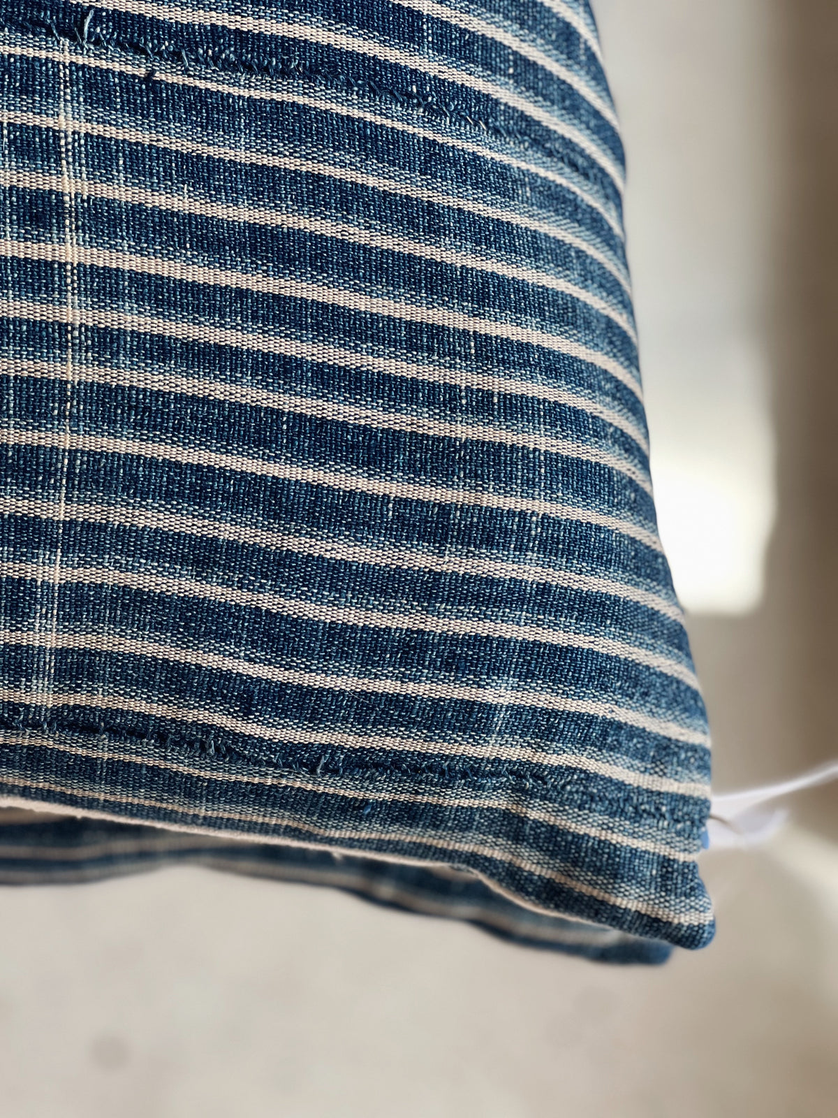 Vintage Tribal Indigo Stripe Pillow
