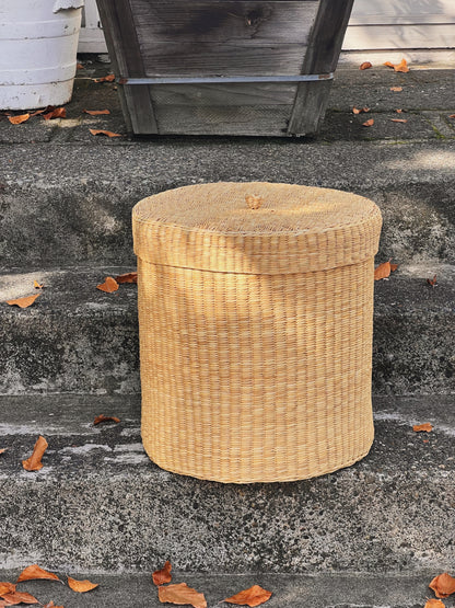 Peruvian Round Handwoven Lidded Basket