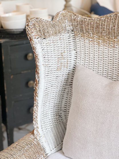 Vintage Painted Wicker Wing Chair