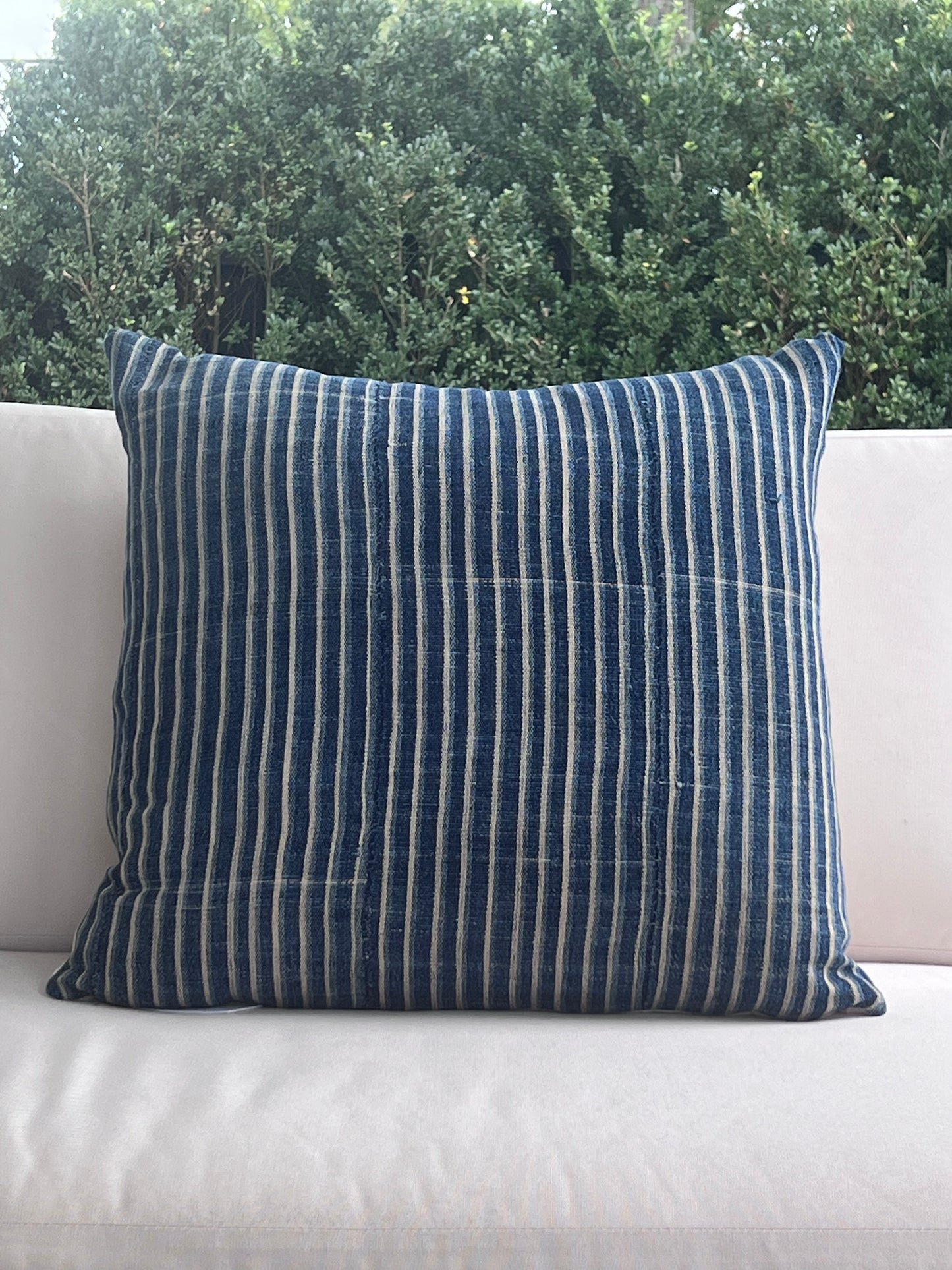 Vintage Tribal Indigo Stripe Pillow