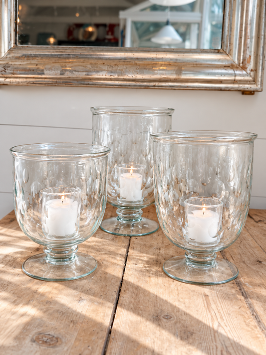 Hand-Blown Glass Honeycomb Hurricane
