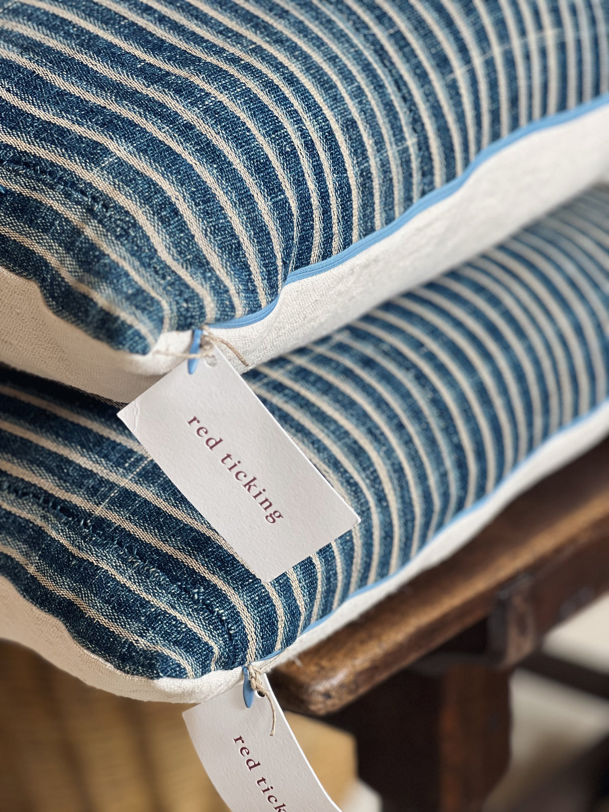 Vintage Tribal Indigo Stripe Pillow