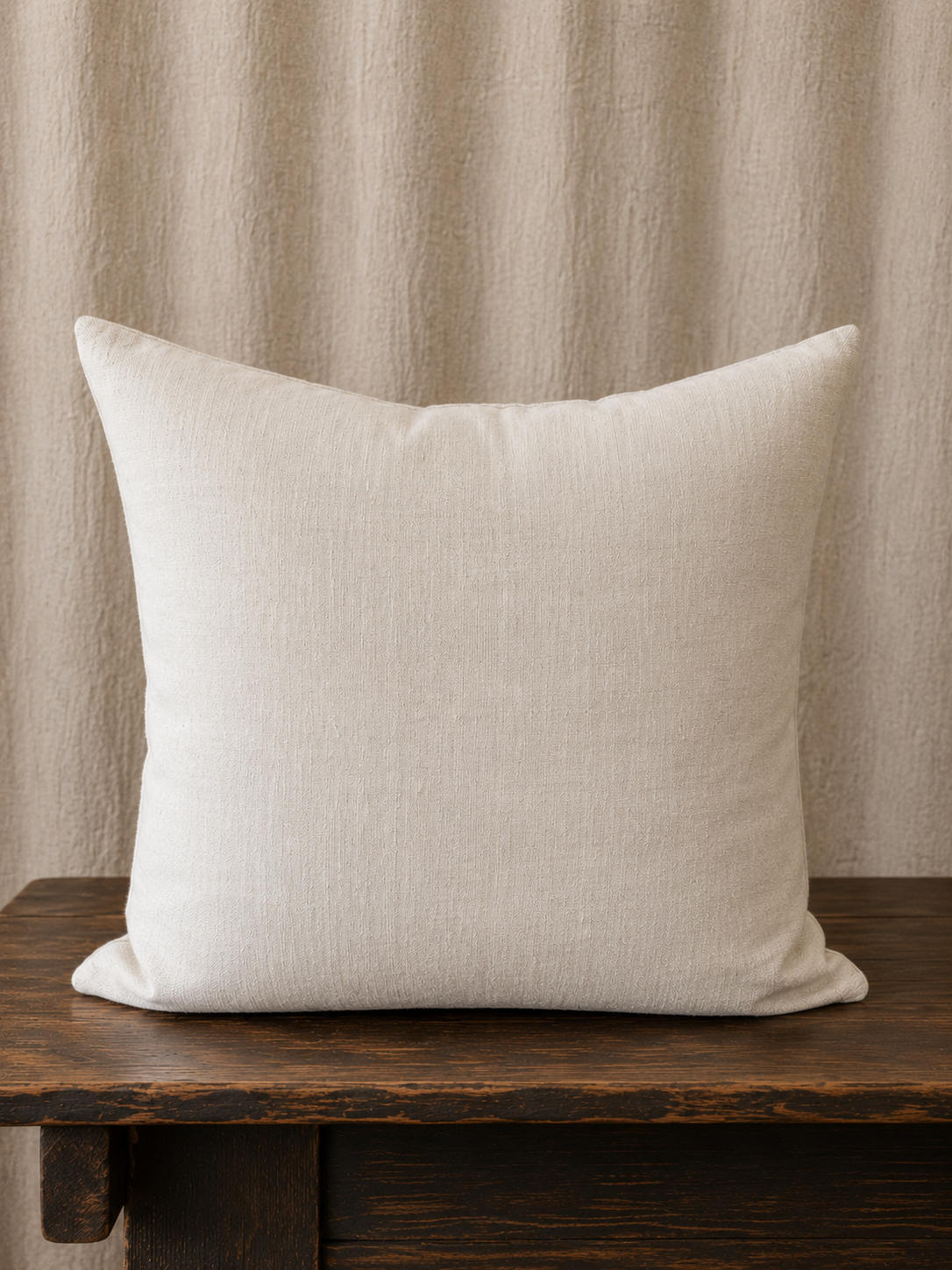 Vintage Blue & White Gingham Linen Pillow