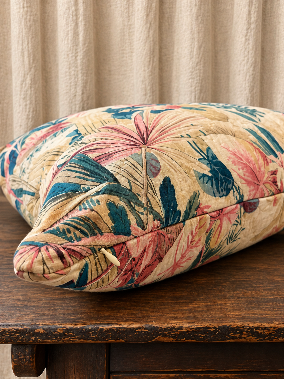 Vintage French Quilted Botanical Pillow