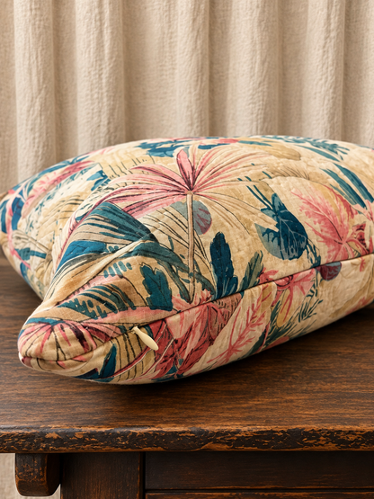 Vintage French Quilted Botanical Pillow