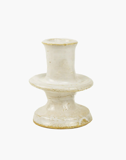 White Tamegroute Pottery Candlestick Holder