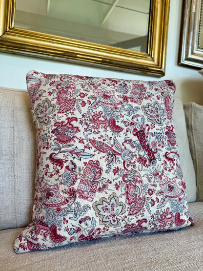 French Vintage Quilted Floral Pillow