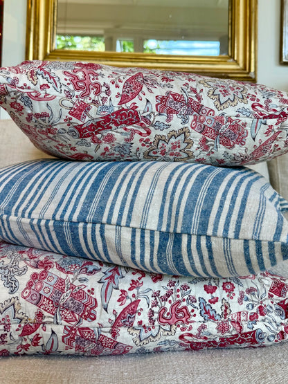 French Vintage Quilted Floral Pillow