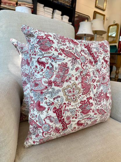 French Vintage Quilted Floral Pillow