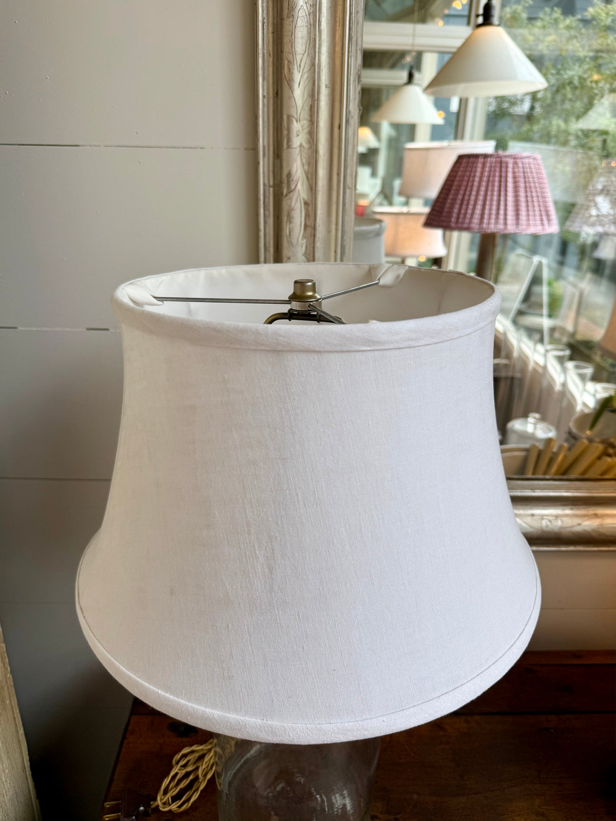Vintage Glass Jar Table Lamp with Linen Shade