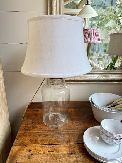 Vintage Glass Jar Table Lamp with Linen Shade