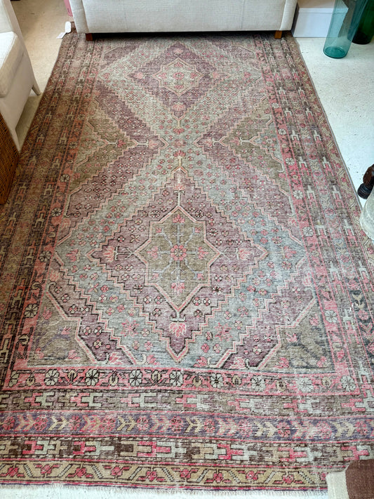 Vintage Medium Khotan Rug in Pink & Sage