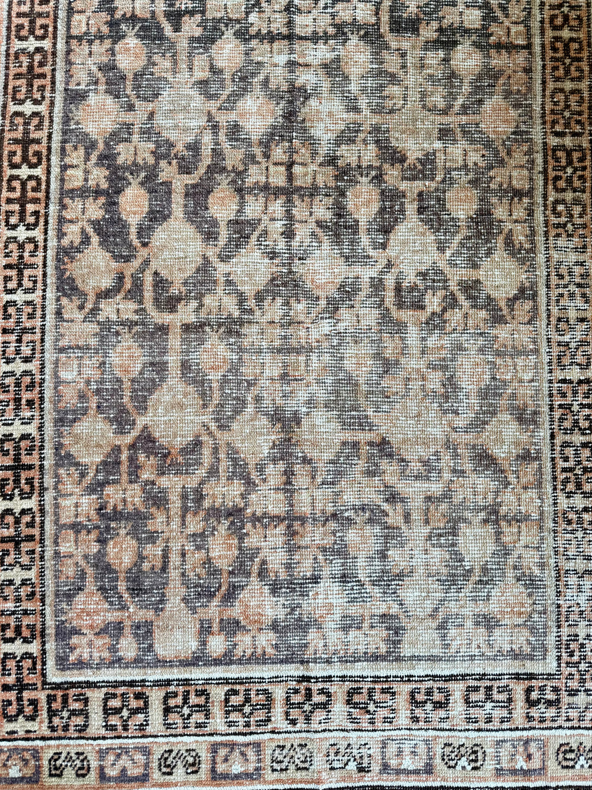 Vintage Small Khotan Rug in Browns