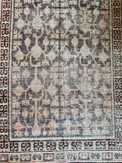 Vintage Small Khotan Rug in Browns