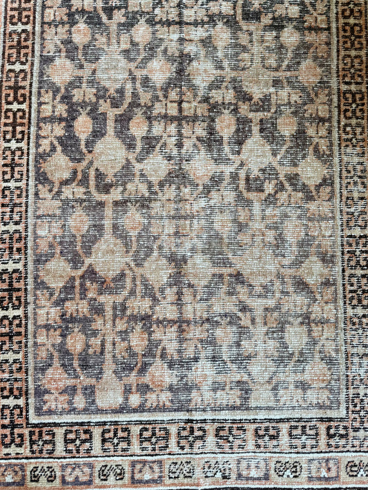 Vintage Small Khotan Rug in Browns