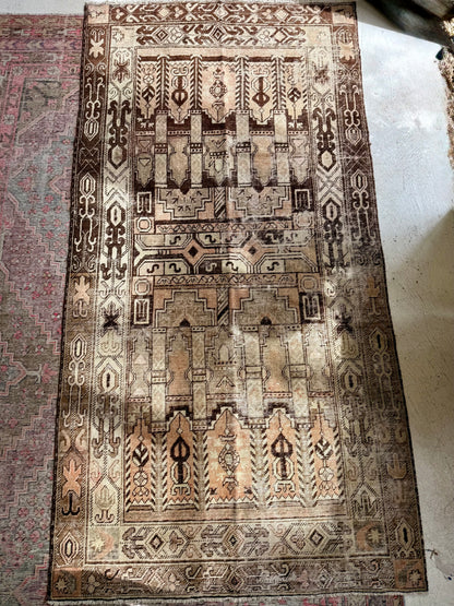 Vintage Small Khotan Rug in Taupe