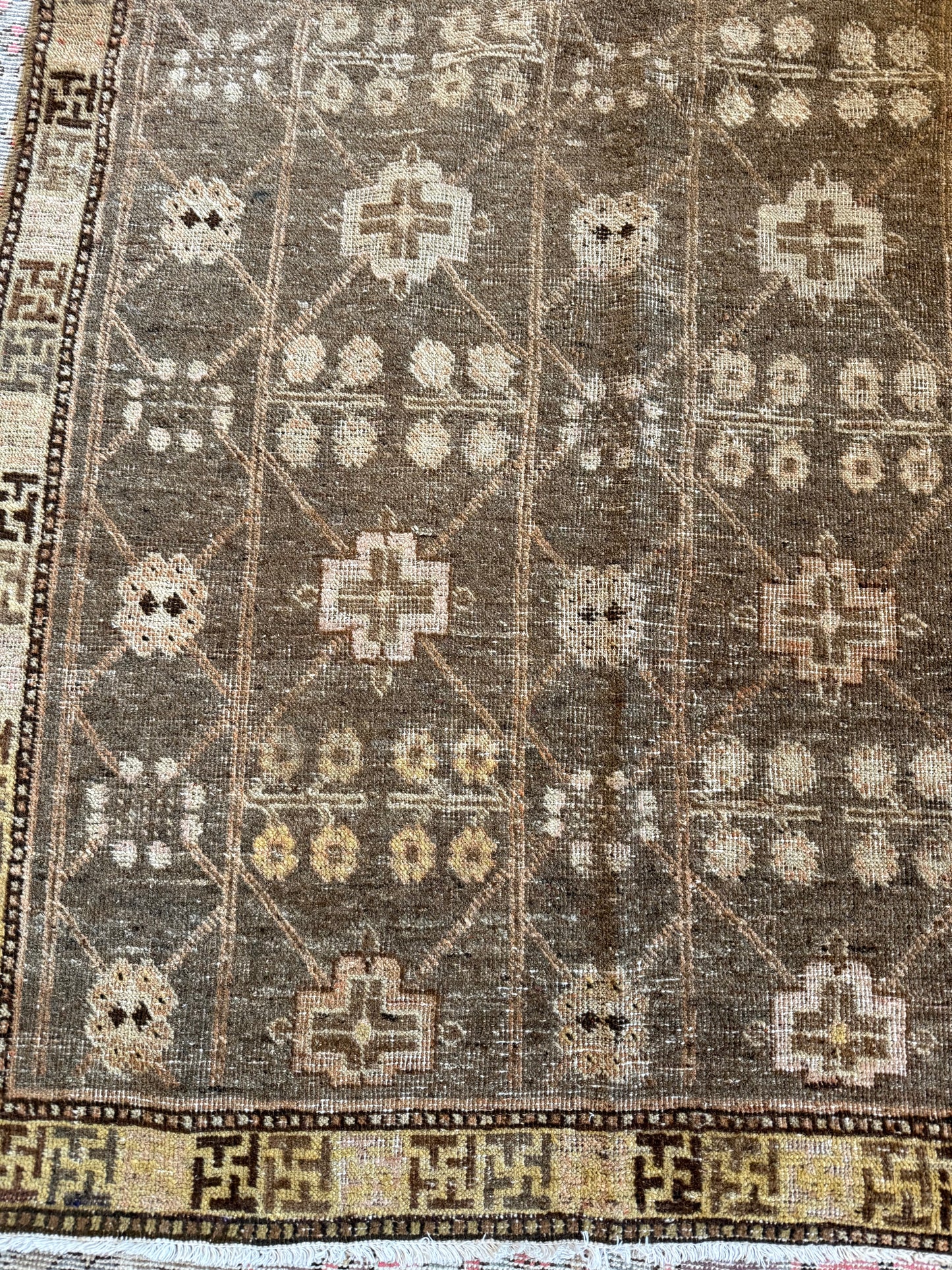 Vintage Small Khotan Rug in Warm Neutrals