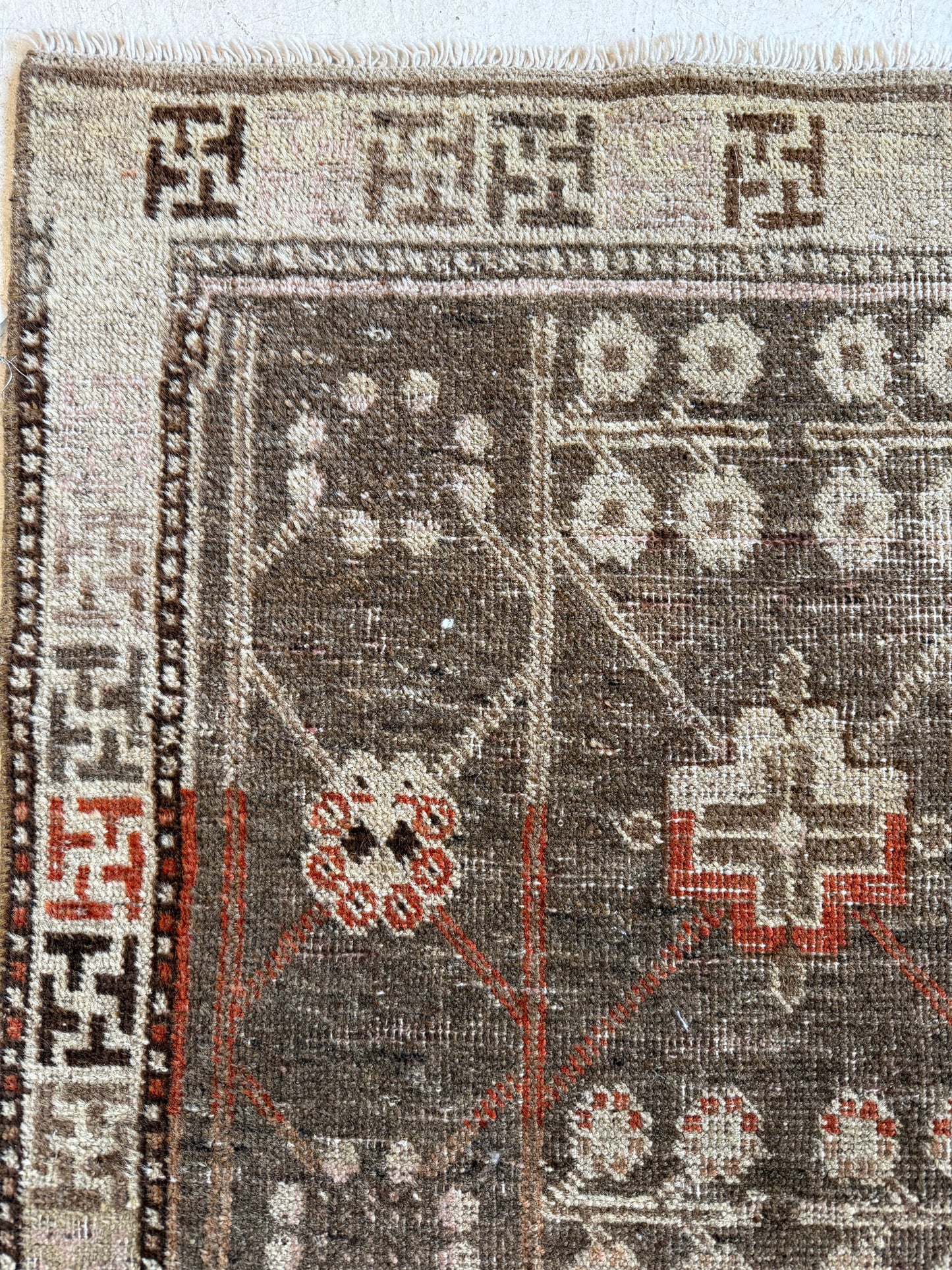Vintage Small Khotan Rug in Warm Neutrals