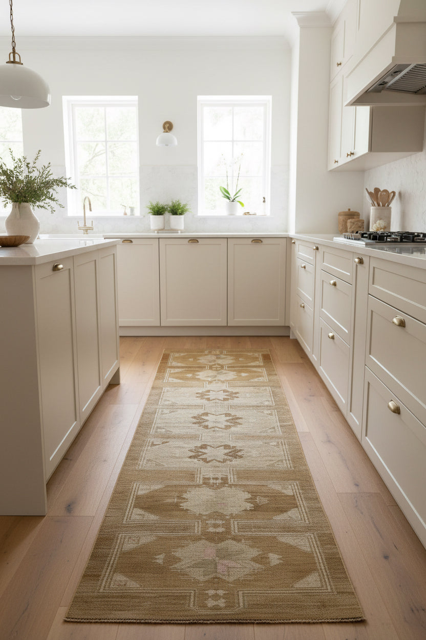 Vintage Turkish Wool Runner in Neutrals
