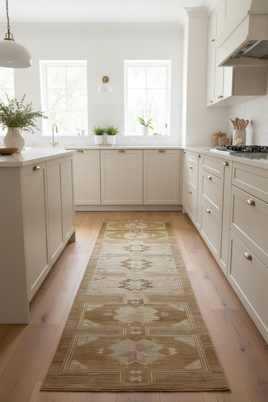 Vintage Turkish Wool Runner in Neutrals