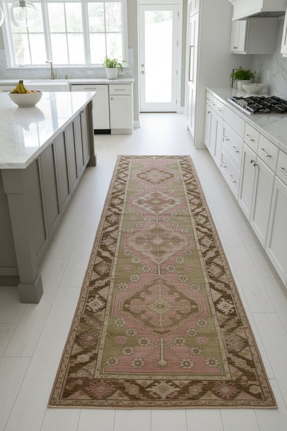 Vintage Turkish Oushak Runner in Blush