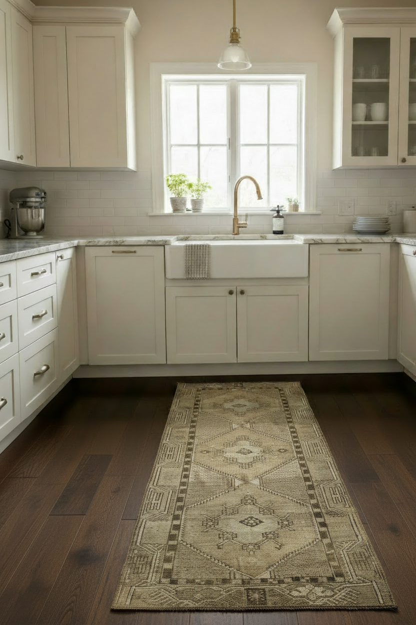 Vintage Turkish Runner in Neutrals
