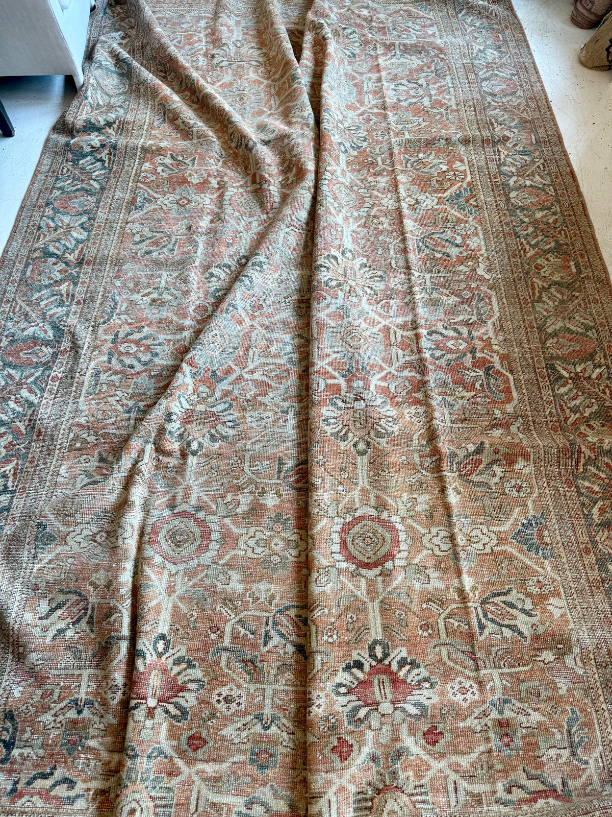 Vintage Large Mahal Persian Rug in Terracotta