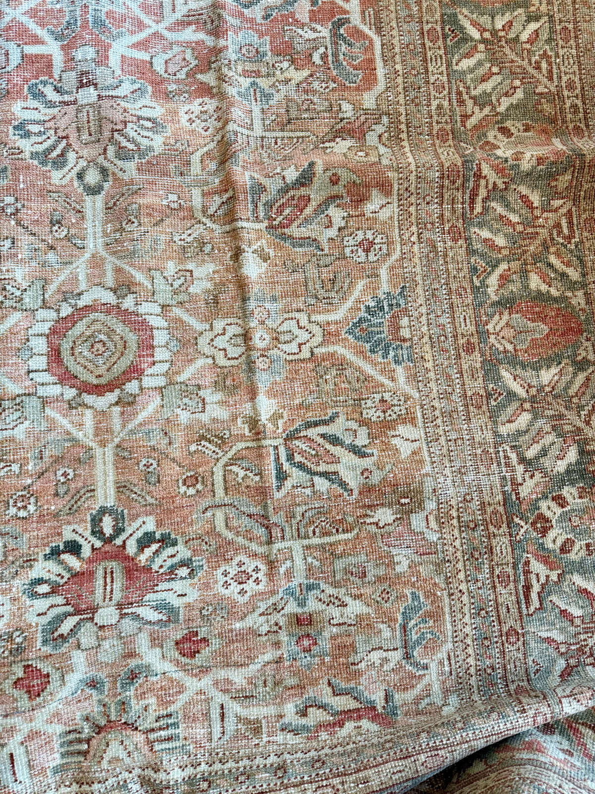Vintage Large Mahal Persian Rug in Terracotta