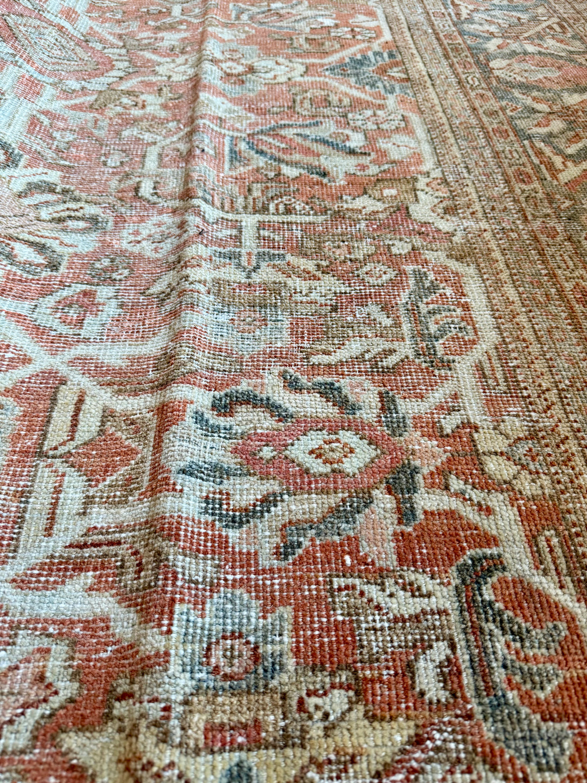 Vintage Large Mahal Persian Rug in Terracotta