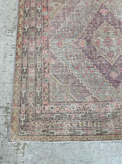 Vintage Medium Khotan Rug in Pink & Sage