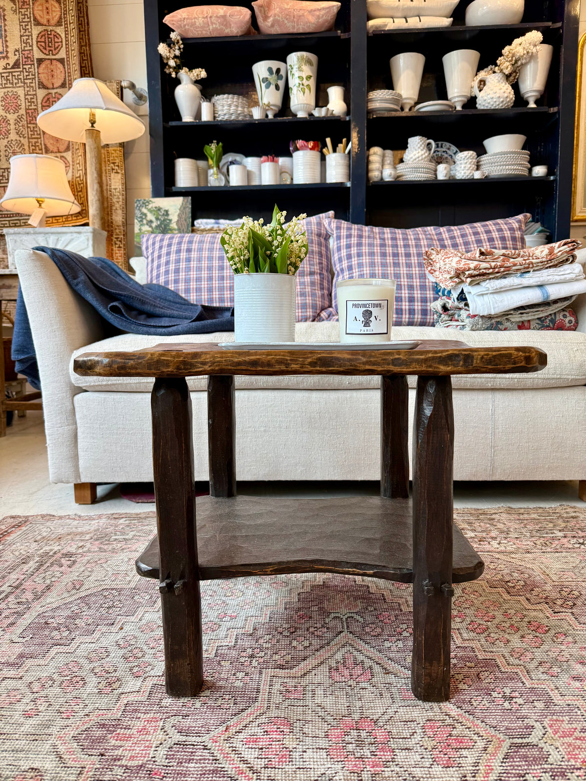 Spanish Hand-Carved Oak Side Table