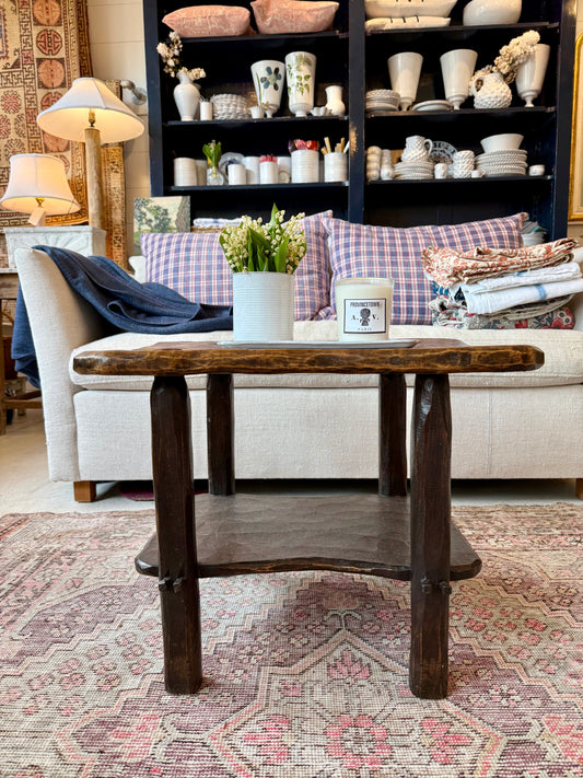 Spanish Hand-Carved Oak Side Table